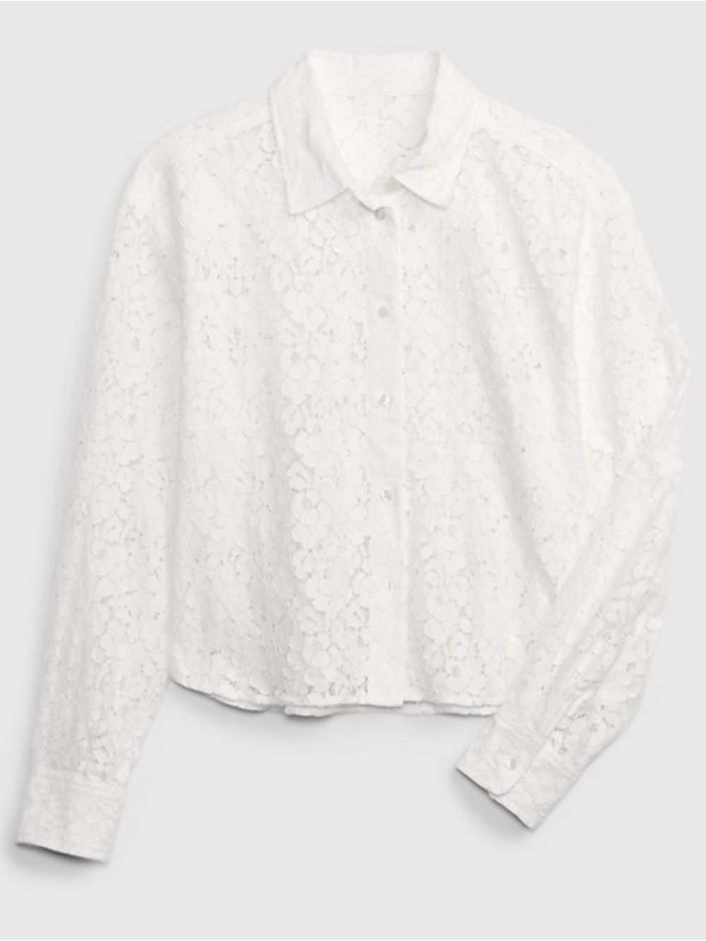 GAP White Lace Cropped Button-Up Shirt Size Medium Size Medium - Picture 4 of 4